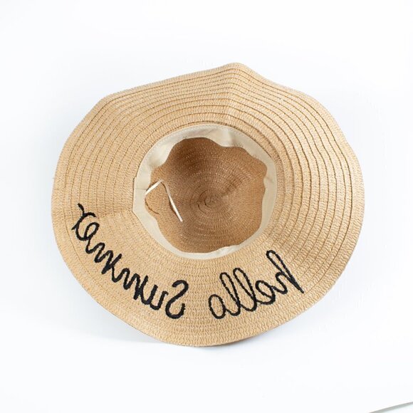 Hello Summer Floppy Wide Brim Hat, NEW - Picture 2 of 3
